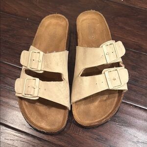 Beige Double Strap Sandals